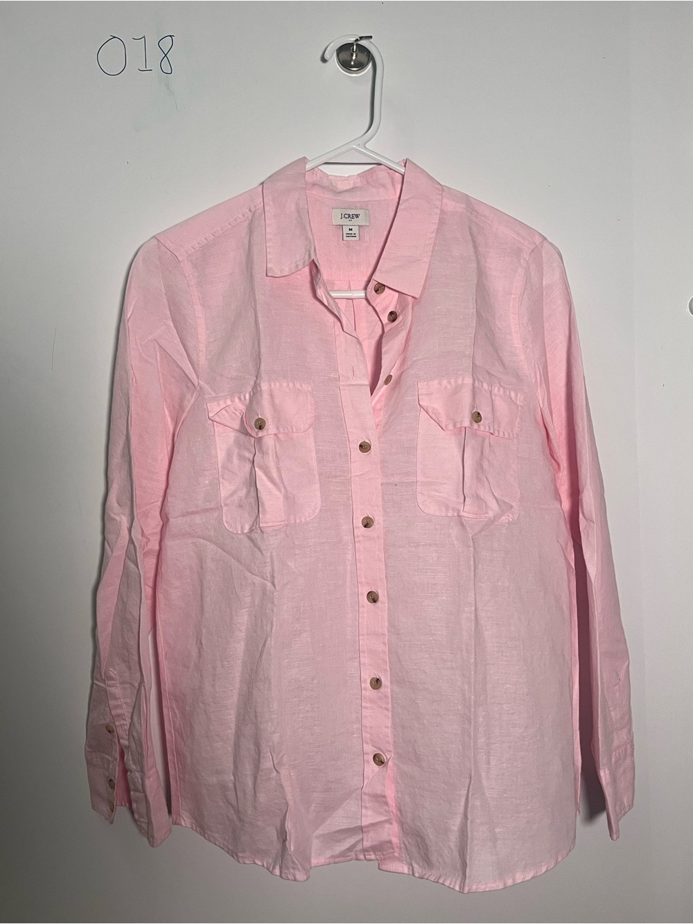 J. Crew Light Pink Casual Button-Down Linen Shirt